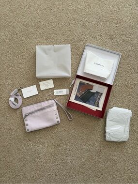 Hammitt Pastel Lilac Leather Crossbody Wristlet with Stud Accents